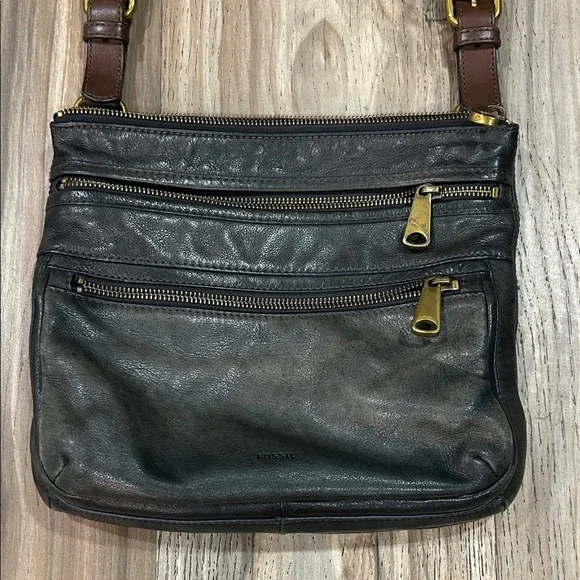 Fossil Black and Brown Messenger Bag - Picture 1 of 7
